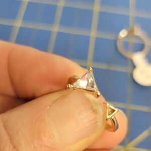 Gold Tone Fsux Diamond Triangle Ring